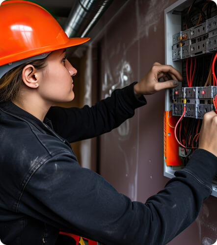 Electrician with orange helmet